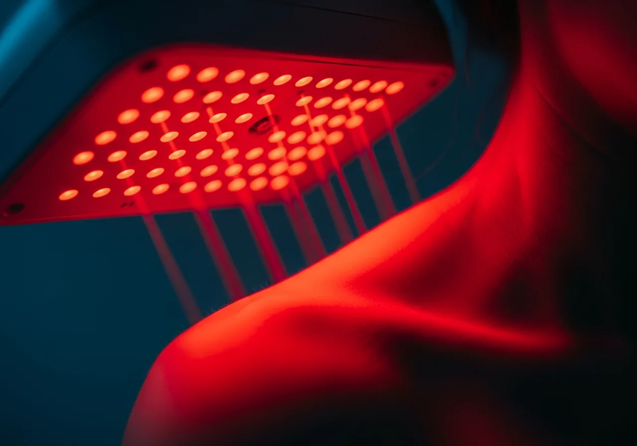 Profesional de la salud recomendando terapia de luz no invasiva
